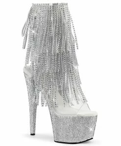 Pleaser Shoes By Pleaser USA Booties And Ankle High Boots BEJEWELED-1017RSF-7 Pleaser Shoes Fringe Rhinestone Boots