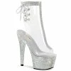 Pleaser Shoes By Pleaser USA BEJEWELED-1018C-2RS Pleaser Shoes Rhinestone Encrusted Platform Clear Stripper Shoe Booties And Ankle High Boots