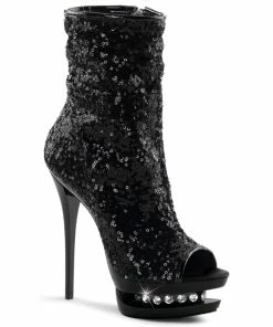 Pleaser Shoes By Pleaser USA Booties And Ankle High Boots BLONDIE-R-1008 Open Toe Sequin Sexy High Heel Boot