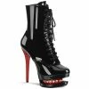 Pleaser Shoes By Pleaser USA BLONDIE-R-1020 Black Patent Pole Dancing Boot Booties And Ankle High Boots