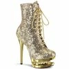 Pleaser Shoes By Pleaser USA Booties And Ankle High Boots BLONDIE-R-1020 Gold Sequin Pole Dancing Ankle Boot