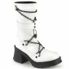 BRATTY-120 Demonia Shoes White Gothic Boot Women's Demonia Footwear