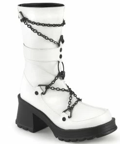BRATTY-120 Demonia Shoes White Gothic Boot Women's Demonia Footwear