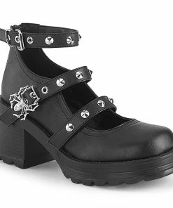 BRATTY-30 Demonia Shoes Spider Buckle Gothic Maryjane Women's Demonia Footwear
