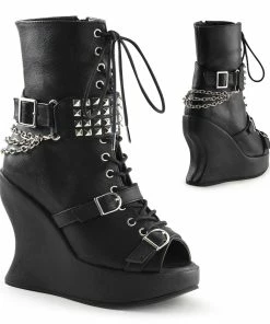 Demonia Shoes BRAVO-89 Studded Platform Wedge Gothic Boot Women's Demonia Footwear