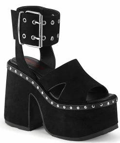 Women's Demonia Footwear CAMEL-102 Demonia Shoes Vegan Suede Platform Chunky Heel Sandal