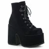 Halloween Costume Footwear CAMEL-203 Demonia Shoes Black Velvet Gothic Ankle Boots
