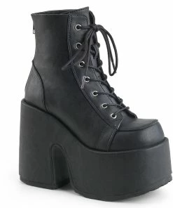 Demonia Shoes Halloween Costume Footwear CAMEL-203 Black Vegan Platform Ankle Boot