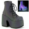 CAMEL-203 Demonia Shoes Green Reflective Gothic Bootie