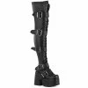 Women's Demonia Footwear CAMEL-305 Demonia Shoes Gothic Thigh High Platform Boot