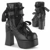 Demonia Shoes Women's Demonia Footwear CHARADE-110 Block Heel Chain Gothic Demonia Bootie