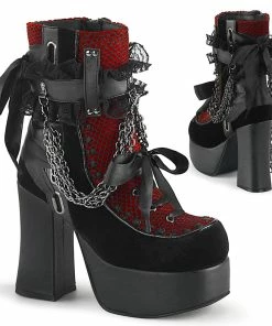 CHARADE-110 Demonia Shoes Chain Gothic Ankle Bootie Women's Demonia Footwear