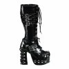 Women's Demonia Footwear CHARADE-206 Demonia Shoes Studded Corset Gothic Knee High Boot
