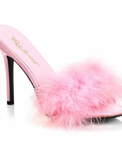 Fabulicious Shoes By Pleaser USA Halloween Costume Footwear CLASSIQUE-01F Fabulious Shoes Pink Marabou Sexy Slipper