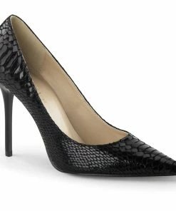 Pleaser Shoes By Pleaser USA CLASSIQUE-20SP Pleaser Shoes Snake Print Leather Pump Sexy Pumps