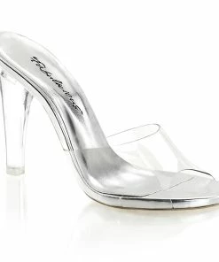 Fabulicious Shoes By Pleaser USA CLEARLY-401 Clear 4 Inch High Heel Sexy Slide Sandal