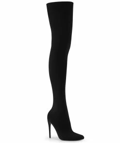 Pleaser Shoes By Pleaser USA COURTLY-3005 Pleaser Shoes Skintight Stretchy Pull On Thigh High Boot