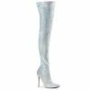 Pleaser Shoes By Pleaser USA Thigh High Boots COURTLY-3015 Pleaser Shoes White Glitter Thigh High Sexy Boots
