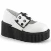 CREEPER-230 Demonia Shoes White Mary Jane Creeper Women's Demonia Footwear