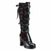 Demonia Shoes CRYPTO-106 Black & Red Demonia Gothic Knee Boot Women's Demonia Footwear