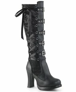 Demonia Shoes Women's Demonia Footwear CRYPTO-106 Gothic Knee High Demonia Boot