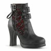 CRYPTO-51 Demonia Shoes Black Red Gothic Ankle High Bootie Women's Demonia Footwear