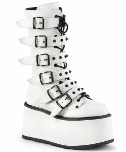 Women's Demonia Footwear DAMNED-225 Demonia Shoes White Gothic Boot