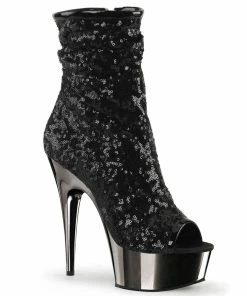 Pleaser Shoes By Pleaser USA DELIGHT-1008SQ Pleaser Shoes Clearance Sequin Sexy Boots