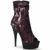 Pleaser Shoes By Pleaser USA DELIGHT-1008SQ Pleaser Shoes Burgundy Sequin Platform Sexy Boot