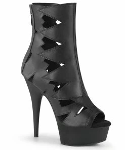 Pleaser Shoes By Pleaser USA DELIGHT-1014 Pleaser Shoes Black Faux Leather Sexy Bootie