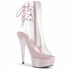 Pleaser Shoes By Pleaser USA DELIGHT-1018C Pleaser Shoes Holographic Clear Ankle Boot Booties And Ankle High Boots
