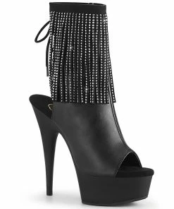 Pleaser Shoes By Pleaser USA Booties And Ankle High Boots DELIGHT-1018RSF Pleaser Shoes Black Faux Leather Sexy Boot