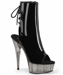 Pleaser Shoes By Pleaser USA DELIGHT-1018T Pleaser Shoes Smoke Tinted Platform Stripper Boot
