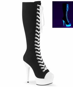 Pleaser Shoes By Pleaser USA Knee High And Mid Calf Boots DELIGHT-2000SK-02 Pleaser Shoes Knee High Platform Sneaker Boot