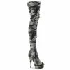 Pleaser Shoes By Pleaser USA DELIGHT-3005 Pleaser Shoes Distressed Camo Thigh High Stripper Boots