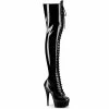 Pleaser Shoes By Pleaser USA DELIGHT-3023 Pleaser Shoes Black Patent Platform Thigh High Boots