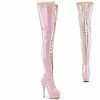 Pleaser Shoes By Pleaser USA DELIGHT-3027 Pleaser Shoes Pink Patent Thigh High Boot