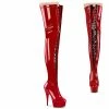 Pleaser Shoes By Pleaser USA DELIGHT-3027 Pleaser Shoes Red/Black Thigh High Boots