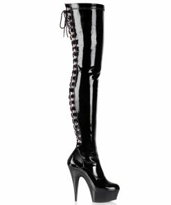 Pleaser Shoes By Pleaser USA DELIGHT-3063 Pleaser Shoes Thigh High Lace Up Back Boot