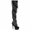Pleaser Shoes By Pleaser USA DELIGHT-3065 Pleaser Shoes Rhinestone Fringe Thigh Bpot Thigh High Boots