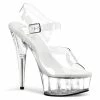 Pleaser Shoes By Pleaser USA DELIGHT-608 Pleaser Shoes Clear Heel Pole Dancing Fitness Shoes