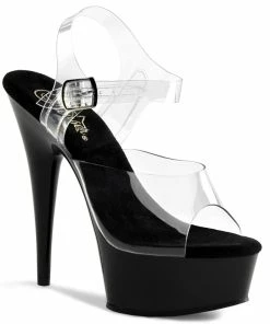 Pleaser Shoes By Pleaser USA 6 Inch Heels DELIGHT-608 Pleaser Shoes Black Platform Pole Dancing Shoe