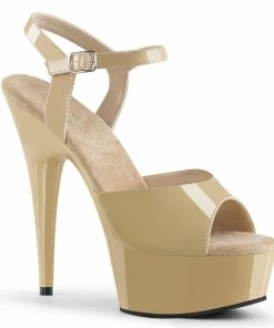 Pleaser Shoes By Pleaser USA 6 Inch Heels DELIGHT-609 Pleaser Shoes Cream Platform Pole Dancing Shoe