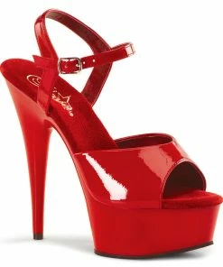 Pleaser Shoes By Pleaser USA 6 Inch Heels DELIGHT-609 Pleaser Shoes Red Platform Stripper Shoe