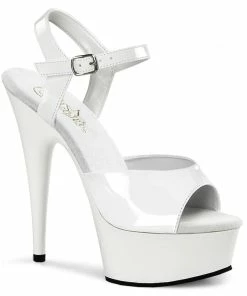 Pleaser Shoes By Pleaser USA DELIGHT-609 Pleaser Shoes White Patent Platform 6 Inch Heels