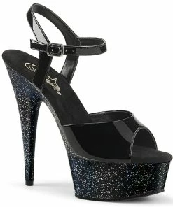 Pleaser Shoes By Pleaser USA 6 Inch Heels DELIGHT-609MG Black Mini Glitter Platform Stripper Shoe