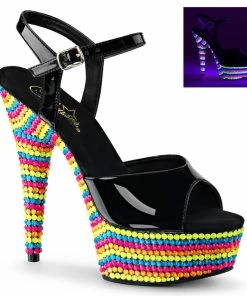 Pleaser Shoes By Pleaser USA DELIGHT-609RBSM Pleaser Shoes Neon Stone Platform Exotic Dancer Shoe 6 Inch Heels
