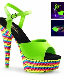 Pleaser Shoes By Pleaser USA DELIGHT-609RBS Pleaser Shoes Neon Green Clearance Stripper Shoe