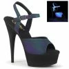 Pleaser Shoes By Pleaser USA DELIGHT-609REFL Pleaser Shoes Green Reflective Platform Pole Dancing Shoes