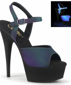 Pleaser Shoes By Pleaser USA DELIGHT-609REFL Pleaser Shoes Green Reflective Platform Pole Dancing Shoes
